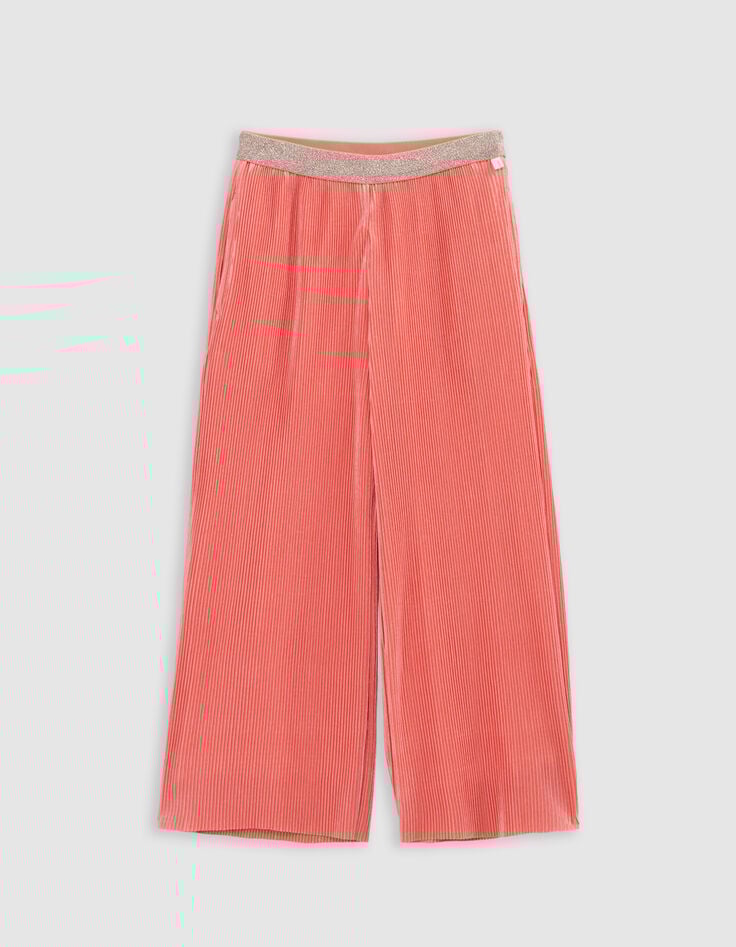 Ikks Pantalon Large Rouge Plissé élastique Pailleté Fille