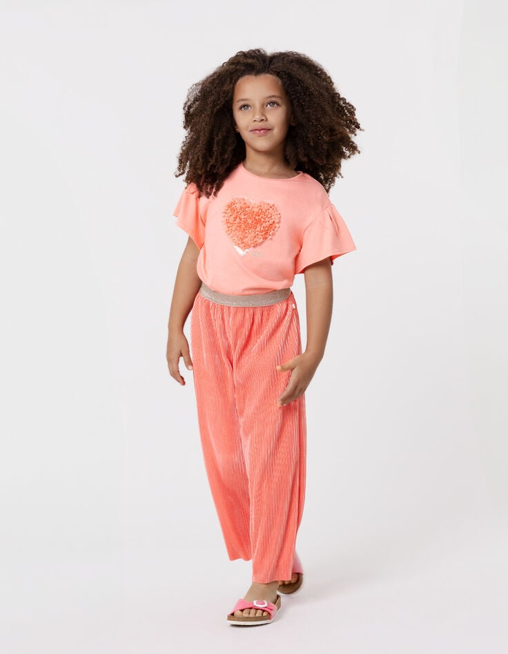ikks Pantalon large rouge plissé élastique pailleté fille