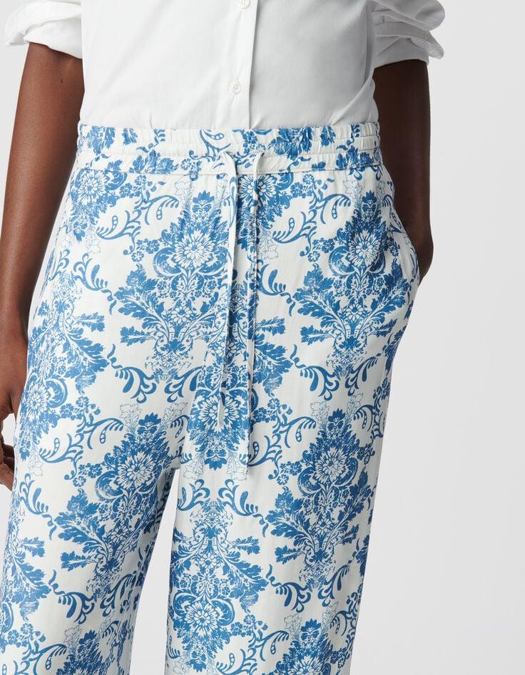 Ikks Pantalon LENZING™ ECOVERO™ Imprimé Faïence Bleu Femme