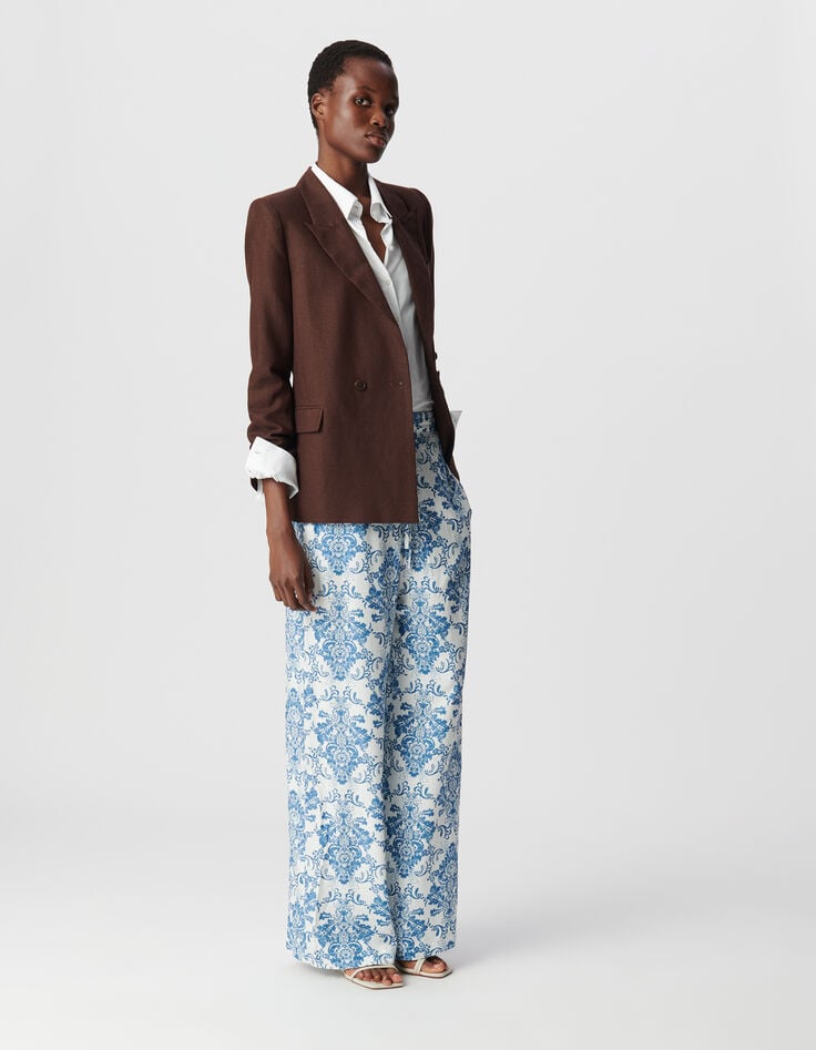 ikks Pantalon LENZING™ ECOVERO™ imprimé faïence bleu Femme