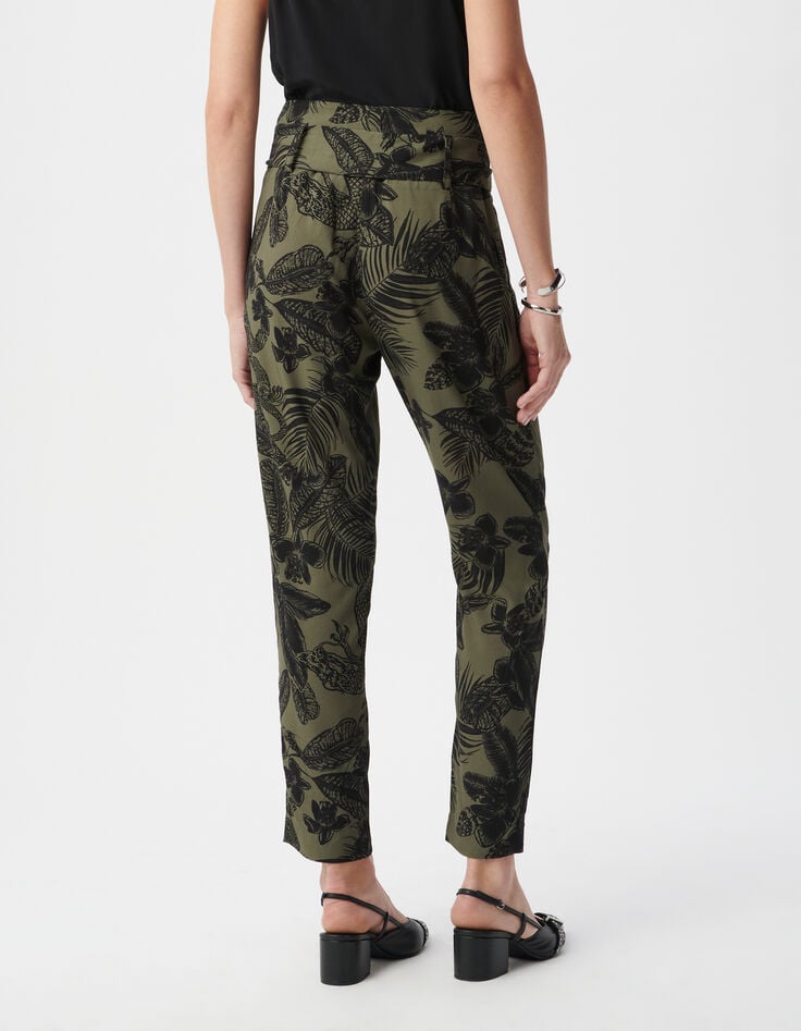 Ikks Pantalon Paperbag Kaki LENZING™ ECOVERO™ Maxi Jungle Femme