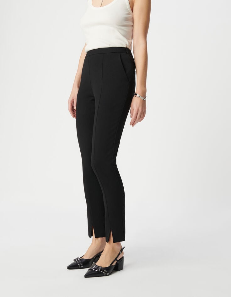 Ikks Pantalon Slim En Twill Noir Fente Devant Femme