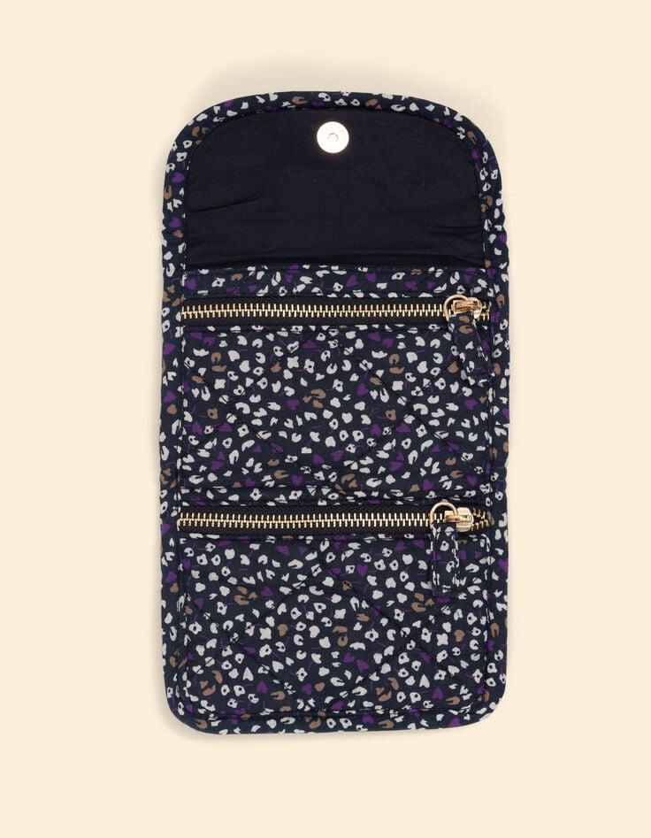 Ikks Pochette Dark Purple Imprimé Micro Léo Floral I.Code