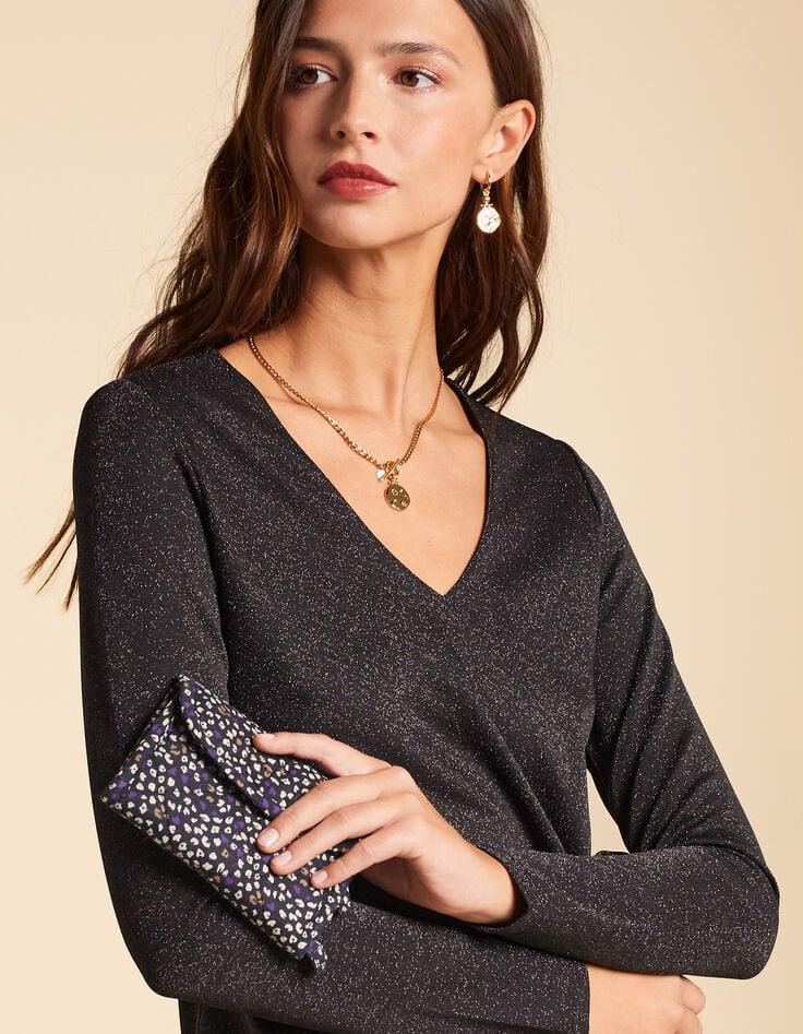 ikks Pochette dark purple imprimé micro léo floral I.Code