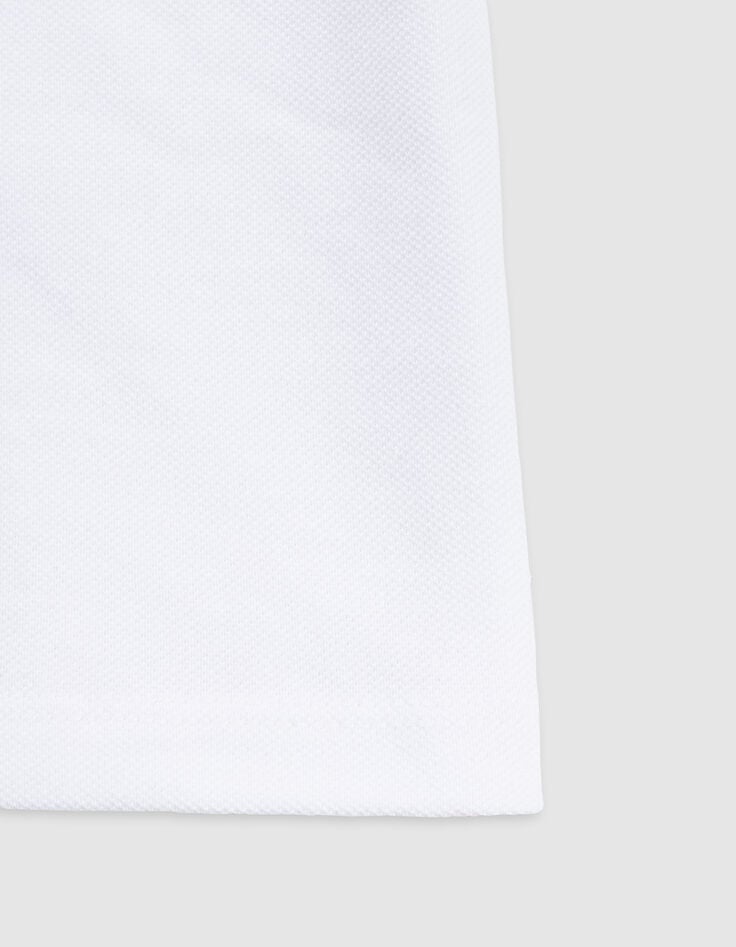 Ikks Polo Blanc Coton Bio Col Rayé Marine Bébé Garçon