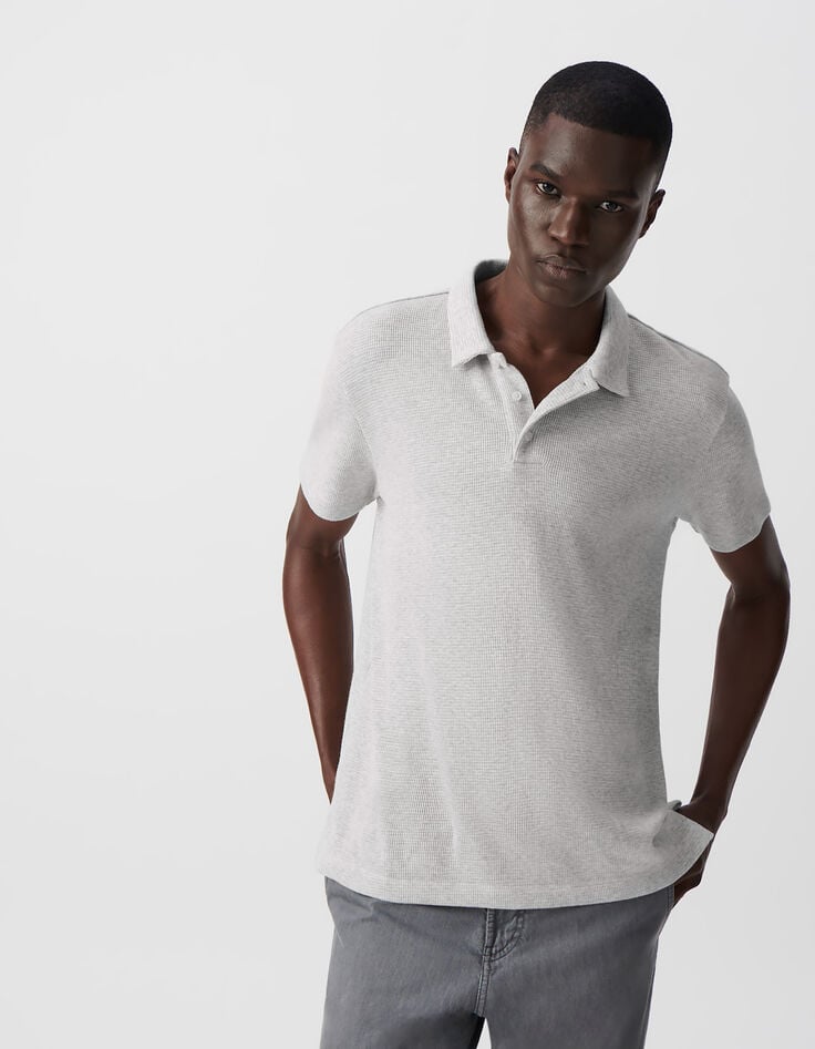 ikks Polo REGULAR nuage coton bio maille nid d'abeille Homme