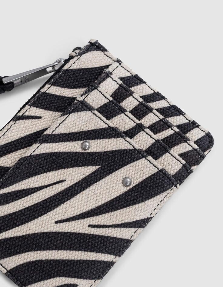 Ikks Porte-cartes 1440 Banker écru Toile Motif Zébré Femme