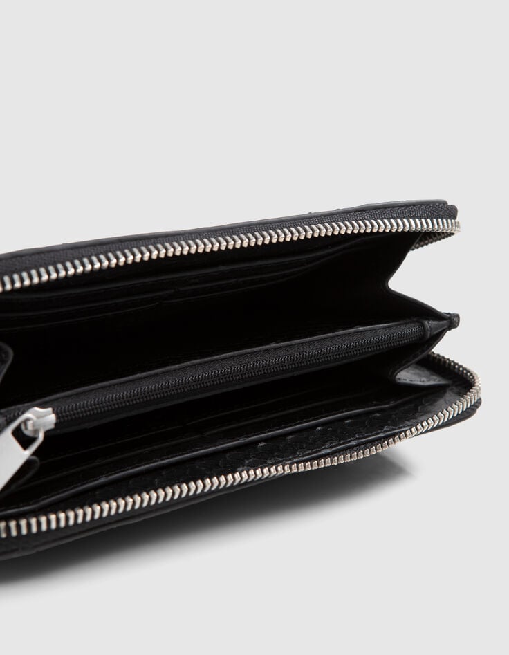 Ikks Portefeuille 1440 Compagnon Noir Cuir Embossé Femme