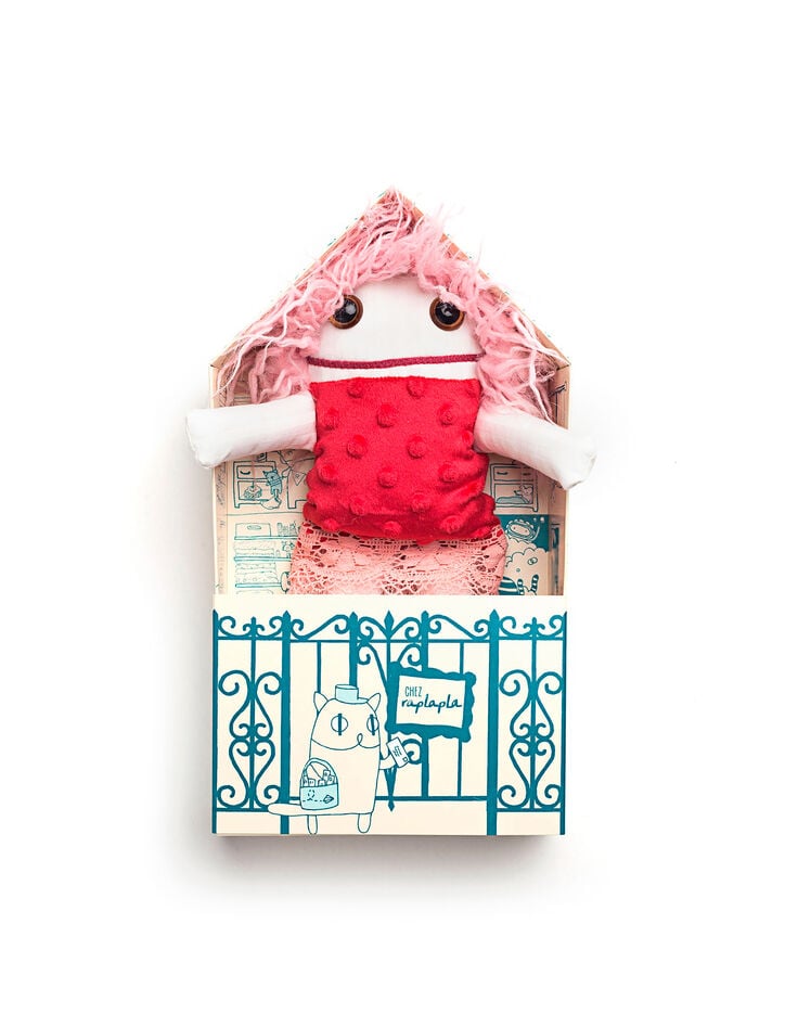 ikks Poupée en tissu avec chaussons à rubans roses RAPLAPLA