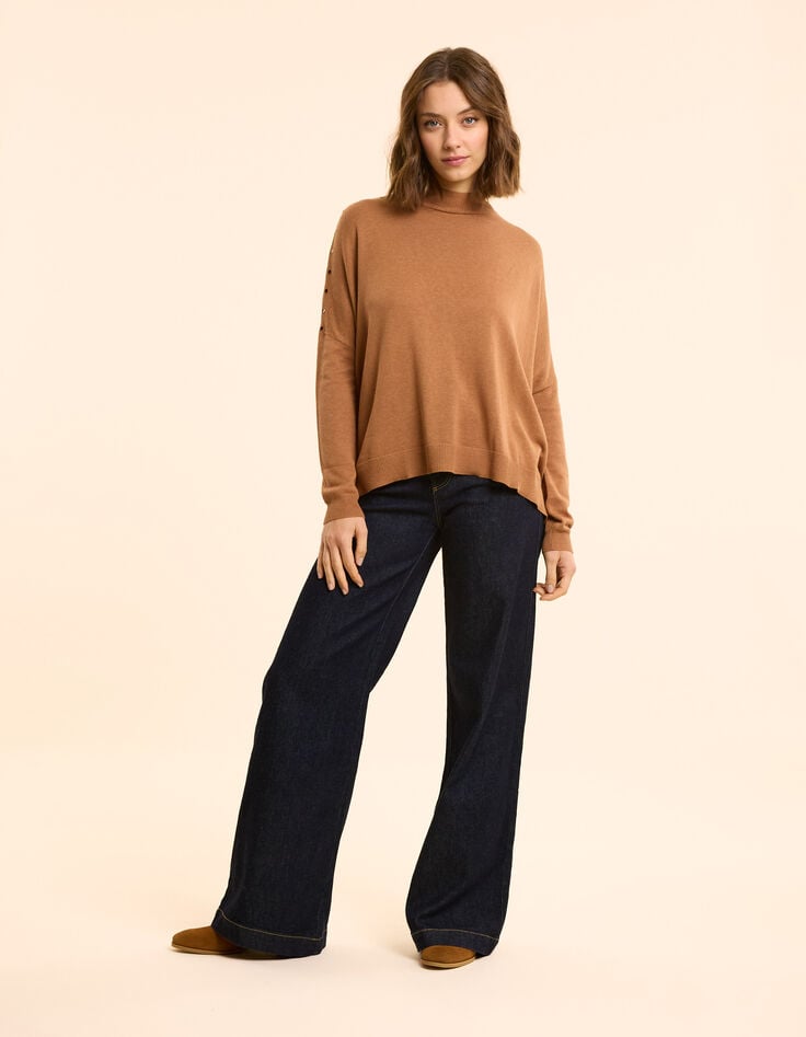 Ikks Pull Cape Camel Tricot Boutons Décoratifs I.Code