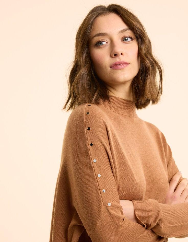 ikks Pull cape camel tricot boutons décoratifs I.Code