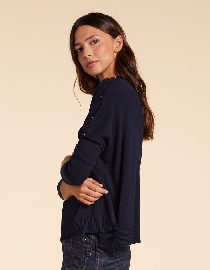 Ikks Pull Cape Marine Tricot Boutons Décoratifs I.Code