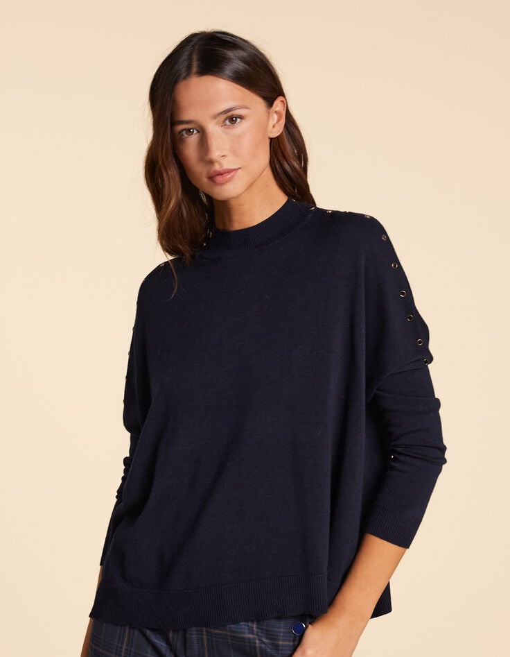 ikks Pull cape marine tricot boutons décoratifs I.Code