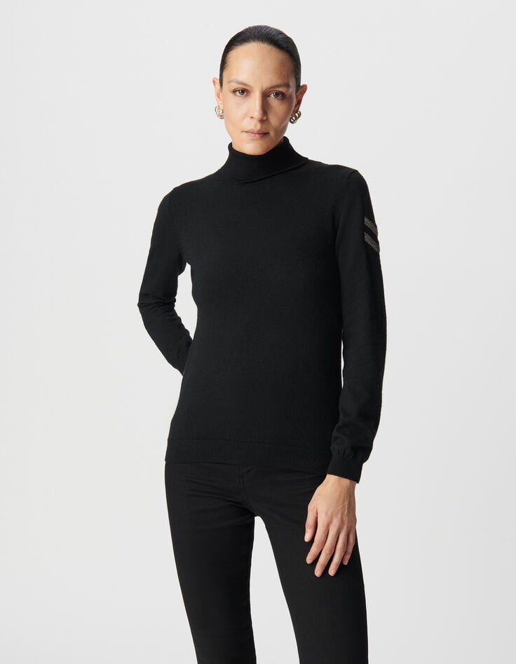 Ikks Pull Col Roulé Maille Tricot Bijoux Esprit Militaire Femme