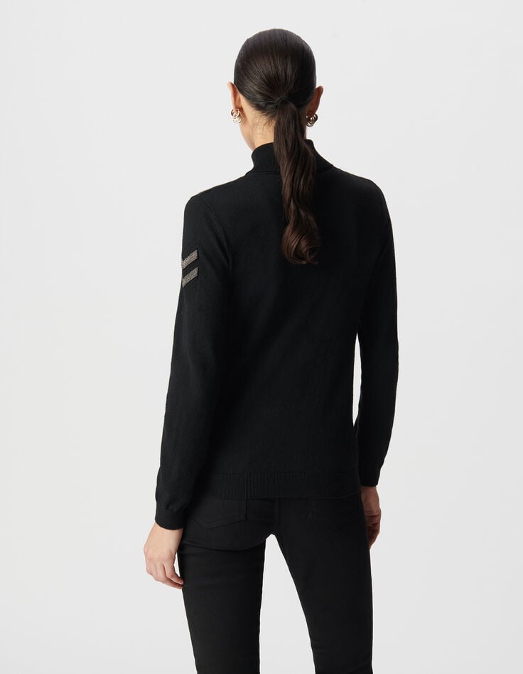 Ikks Pull Col Roulé Maille Tricot Bijoux Esprit Militaire Femme