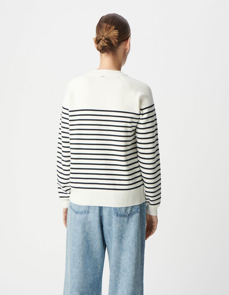 Ikks Pull Marinière Tricot Rayé Avec Boutons Gravés Femme