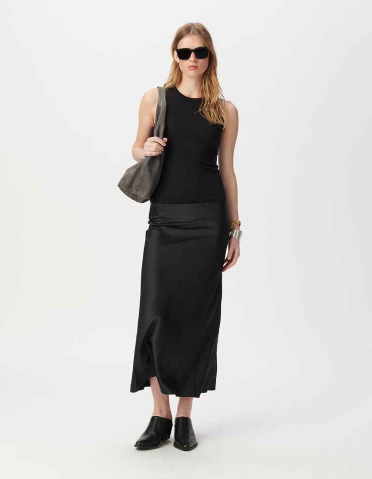 ikks Pull sans manches gris tricot décor strass Femme