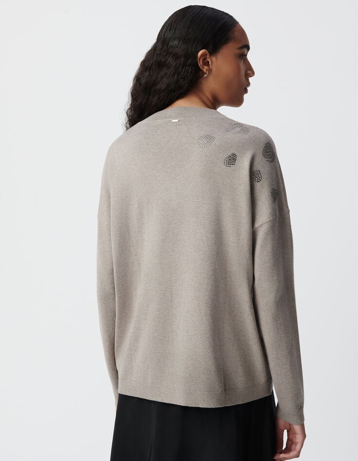 Ikks Pull Sésame Tricot Motifs Léopard Micro Clous Femme