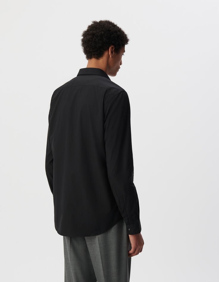 Ikks Pure Edition-Chemise SLIM Noire Patte Brodée éclair Homme