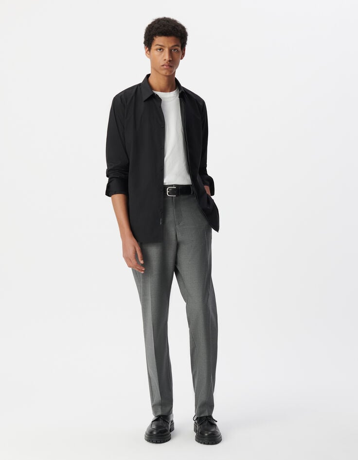 ikks Pure Edition-Chemise SLIM noire patte brodée éclair Homme