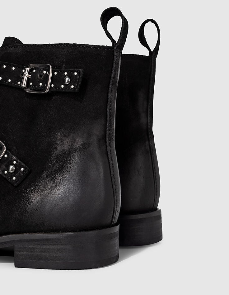 Ikks Rangers En Cuir Noir 4 Boucles Et Clous Bijoux Fille