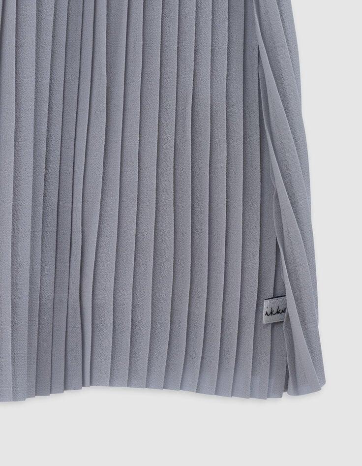 Ikks Robe Argentée Plissée Manches Tulle Plumetis Fille
