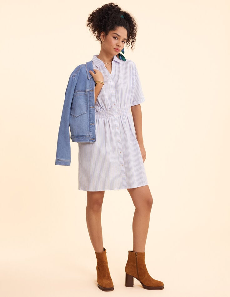 Ikks Robe Chemise Blanche Cropped Motif Rayures I.Code