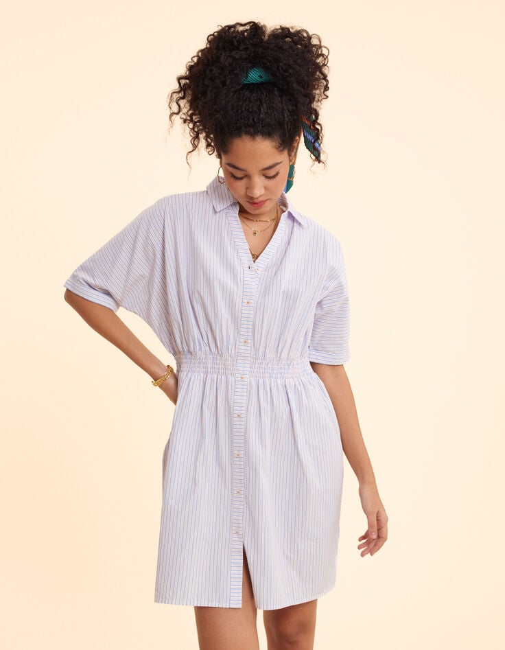 Ikks Robe Chemise Blanche Cropped Motif Rayures I.Code