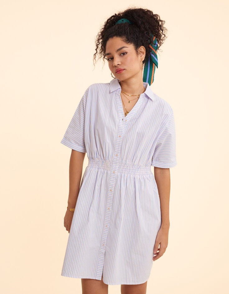 Ikks Robe Chemise Blanche Cropped Motif Rayures I.Code