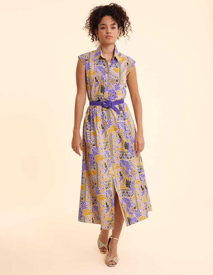 Ikks Robe Chemise Longue Parme Imprimé Perroquets I.Code