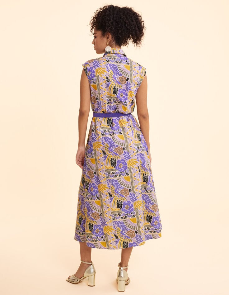 Ikks Robe Chemise Longue Parme Imprimé Perroquets I.Code