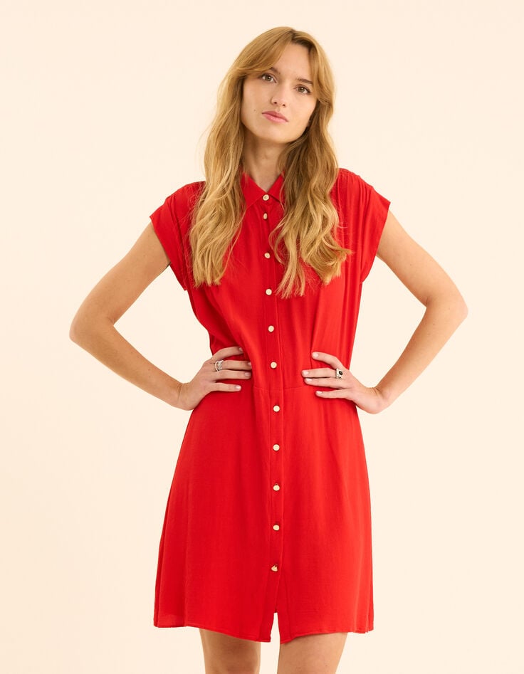 ikks Robe chemise rouge fluide détail tresses I.Code