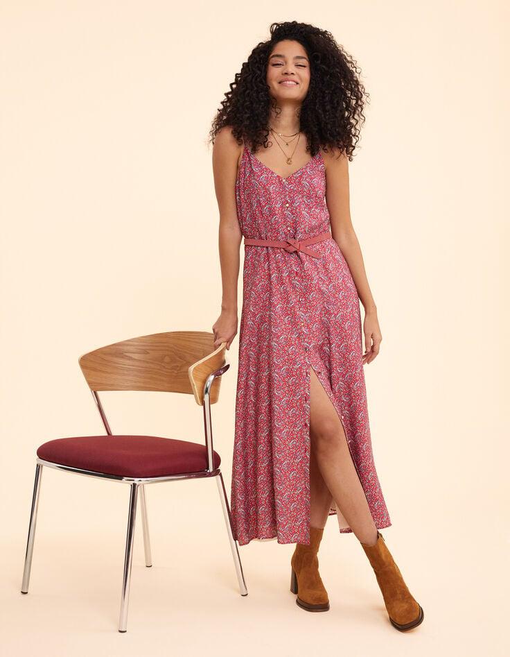 ikks Robe fines bretelles rouge imprimé cachemire I.Code