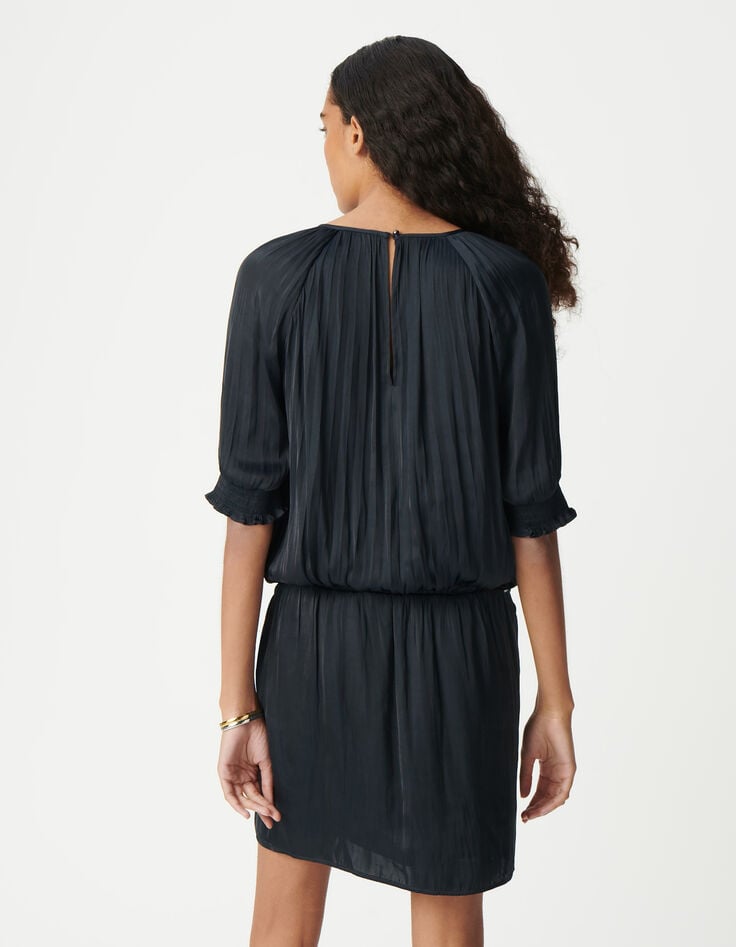 Ikks Robe Habillée Marine Effet Drapé Froissé Femme