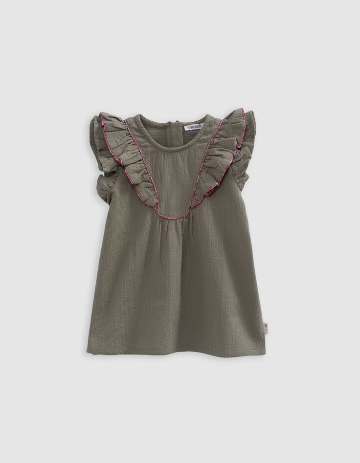 Ikks Robe Kaki Et Bandeau Imprimé Palmiers Bébé Fille