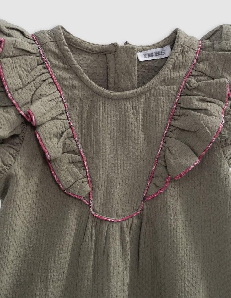 Ikks Robe Kaki Et Bandeau Imprimé Palmiers Bébé Fille