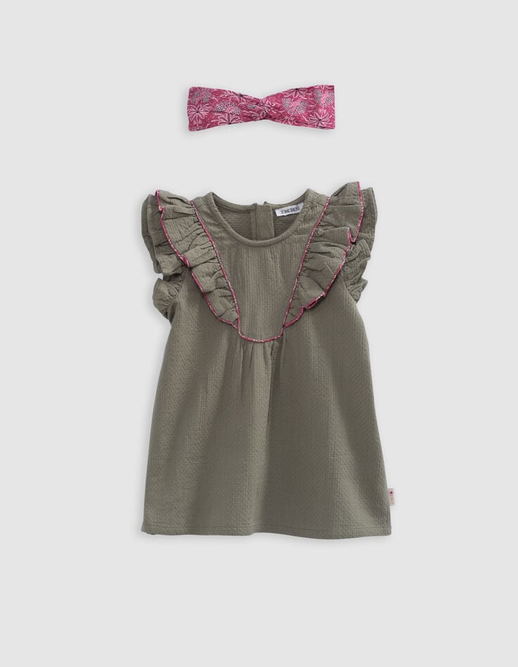 ikks Robe kaki et bandeau imprimé palmiers bébé fille