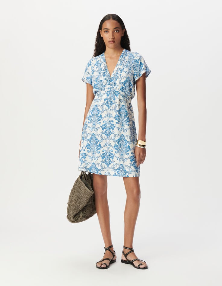 ikks Robe LENZING™ ECOVERO™ imprimé faïence bleu Femme