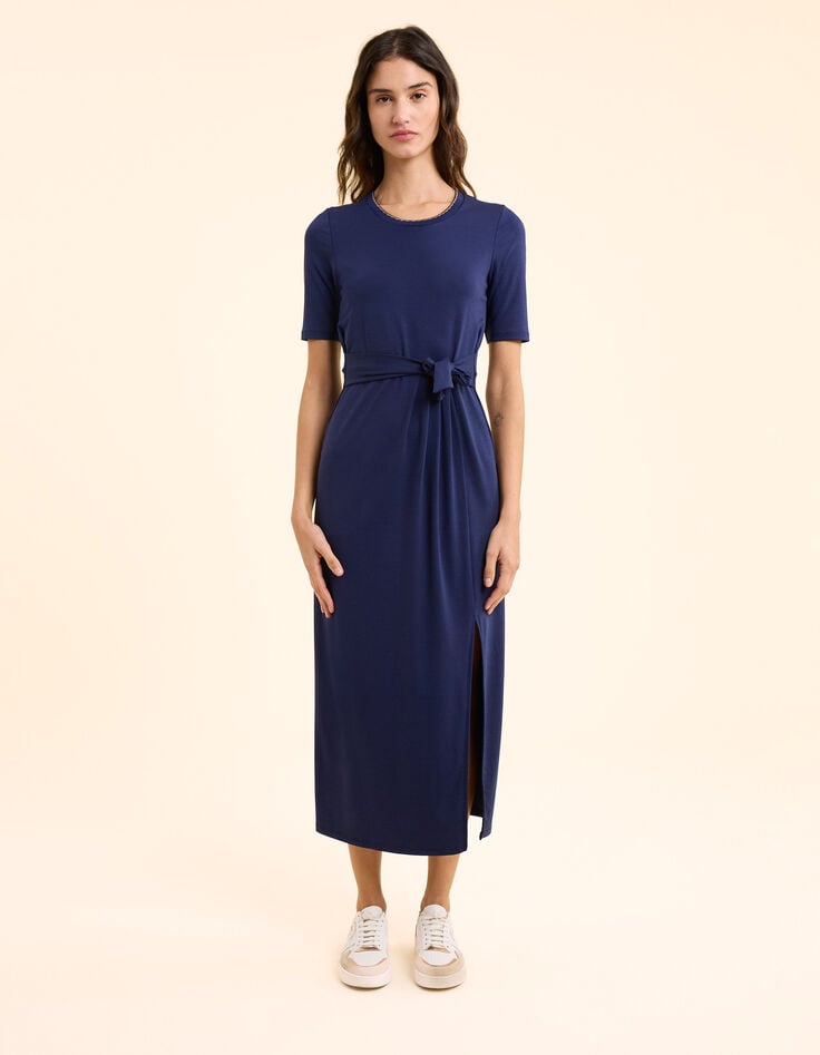 Ikks Robe Longue Bleue à Nouer Devant Ou Dos I.Code