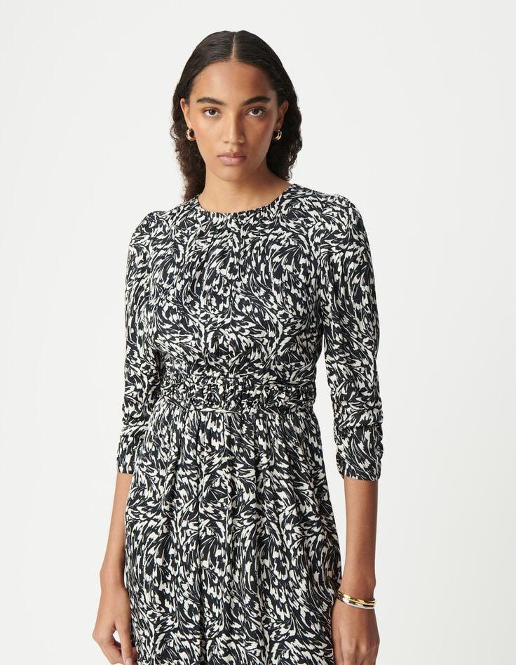 Ikks Robe Longue Noire LENZING™ ECOVERO™ Imprimé Minimal Flower Femme