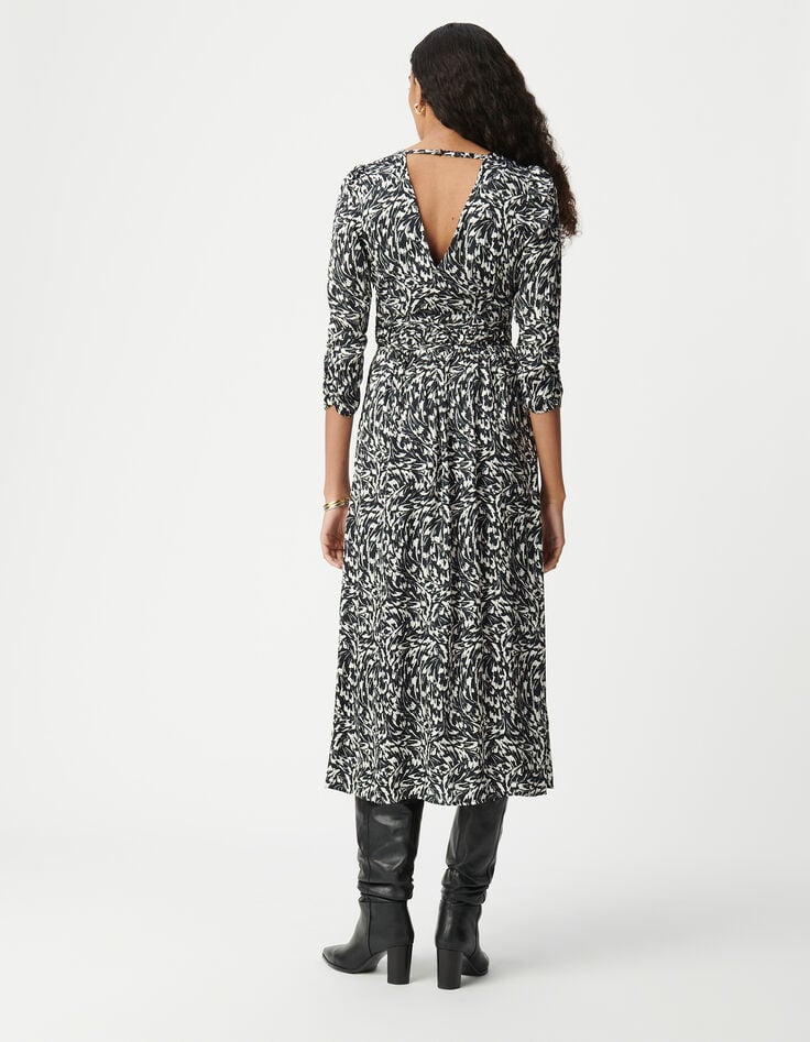 Ikks Robe Longue Noire LENZING™ ECOVERO™ Imprimé Minimal Flower Femme