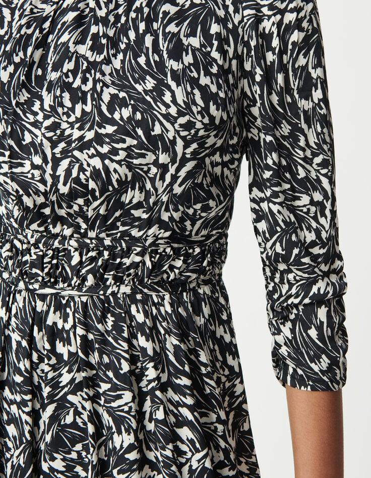 Ikks Robe Longue Noire LENZING™ ECOVERO™ Imprimé Minimal Flower Femme