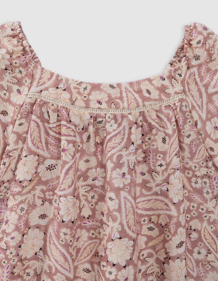 Ikks Robe Longue Rose Imprimé Cachemire Floral Fille