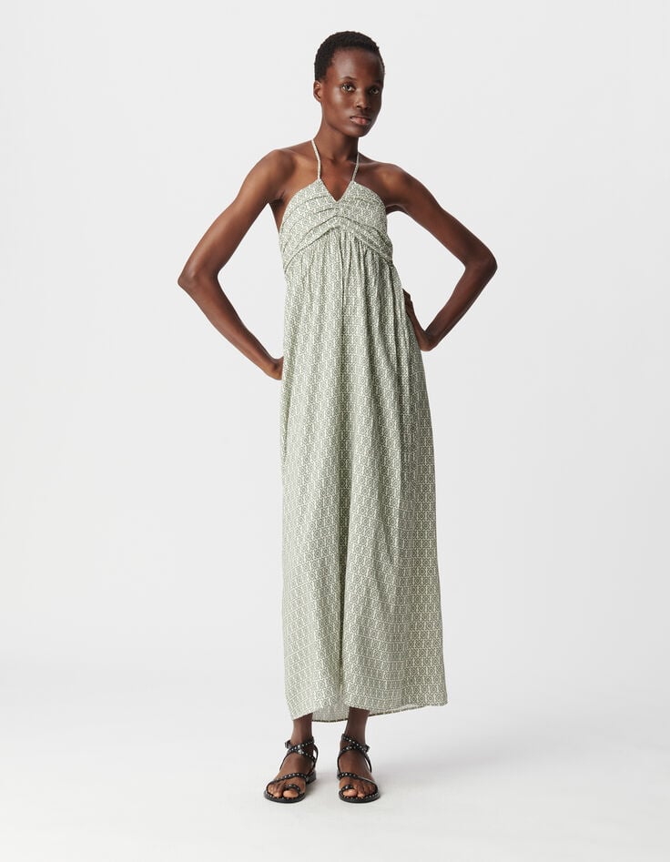 Ikks Robe Longue Verte LENZING™ ECOVERO™ Ethnique Femme