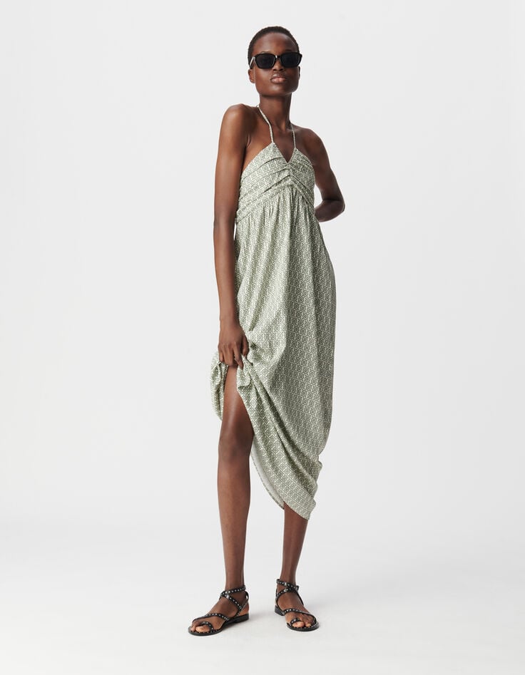Ikks Robe Longue Verte LENZING™ ECOVERO™ Ethnique Femme