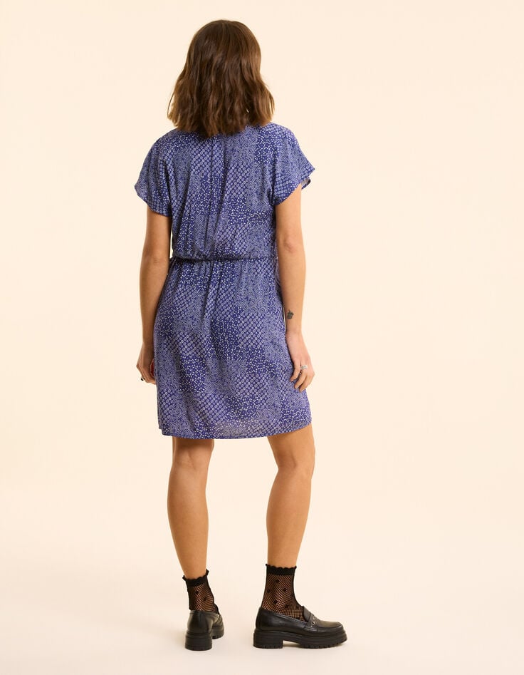 Ikks Robe Marine Imprimé Patchwork Graphique I.Code