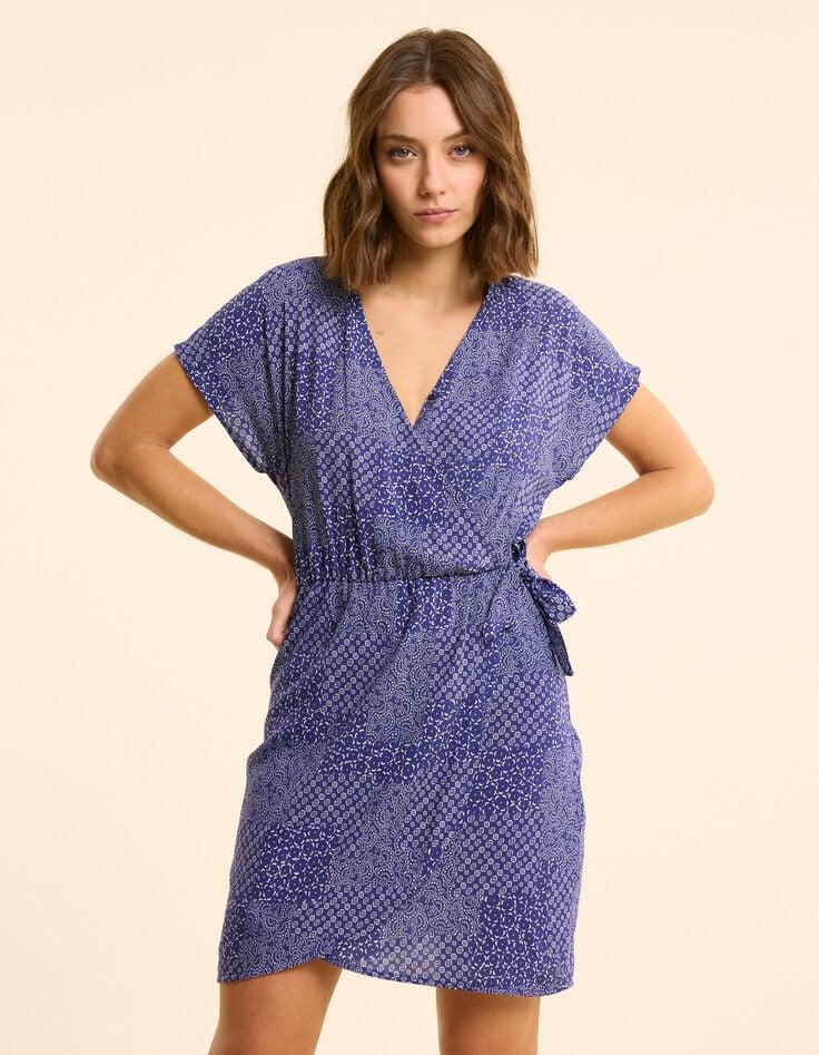 ikks Robe marine imprimé patchwork graphique I.Code