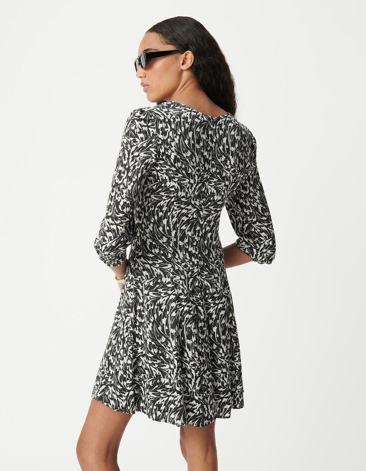 Ikks Robe Noire LENZING™ ECOVERO™ Imprimé Minimal Flower à Nœud Femme