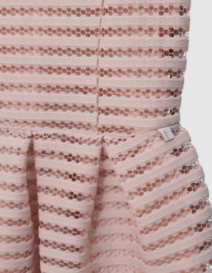 Ikks Robe Patineuse Rose Rayures Ajourées Dentelle Fille