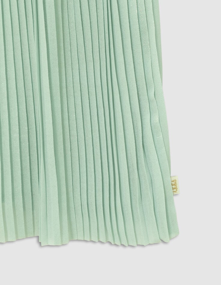 Ikks Robe Plissée Vert D'eau Irisé Volants Manches Fille
